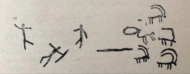 Armenian petroglyphs showing archery hunt scenes